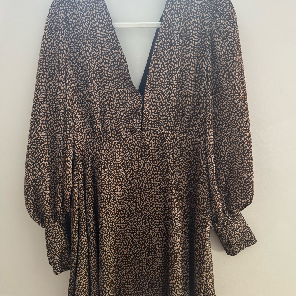 Buddy Love Leopard Black and Tan Long Sleeve Dress